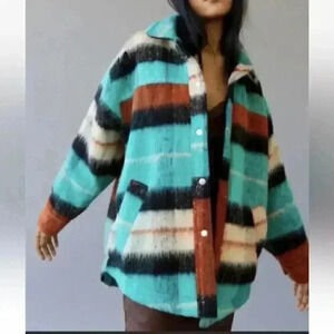 Urban Outfitters BDG Brushed Melton Plaid Shirt Jacket